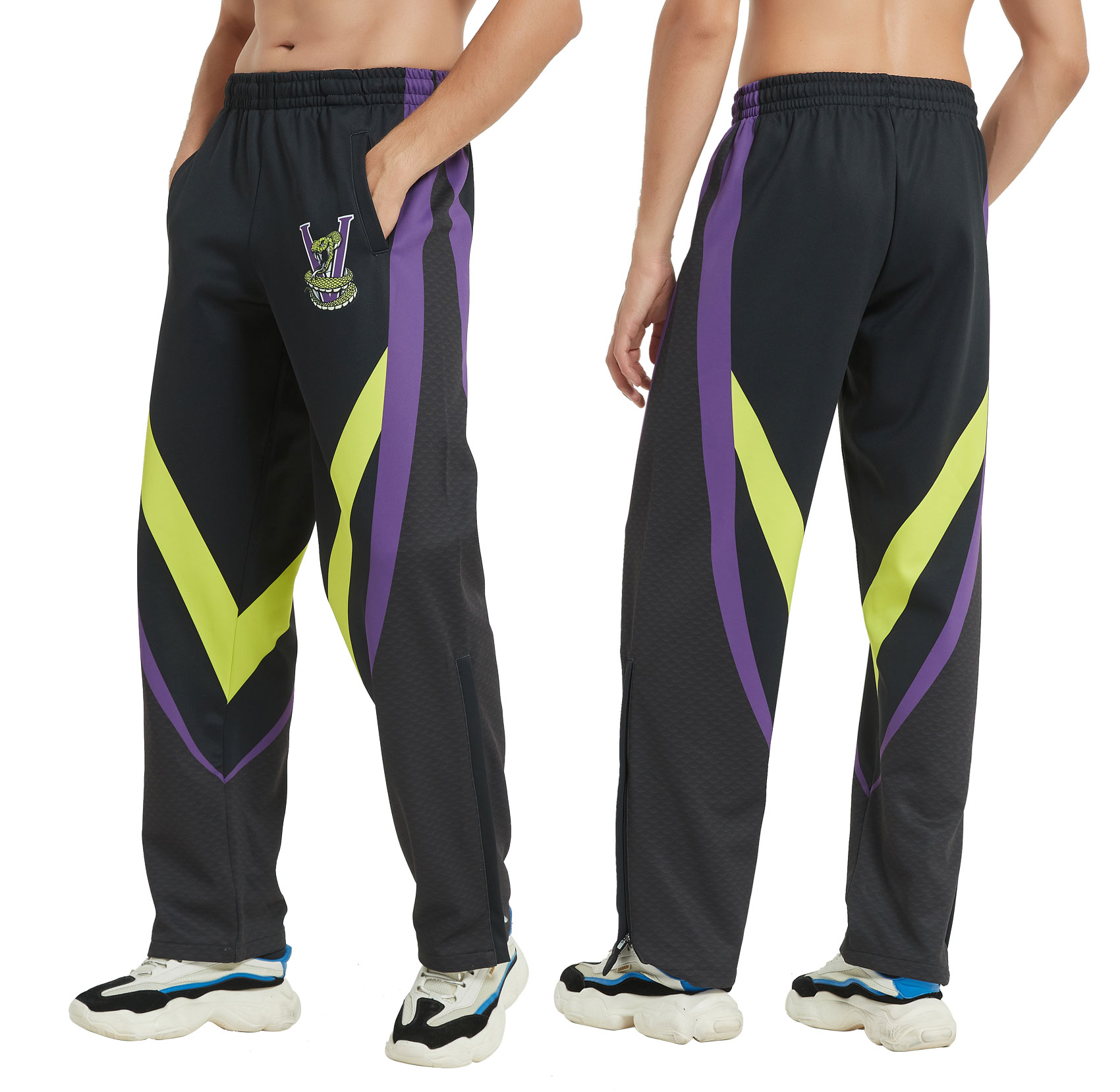 Custom sublimated team track pants trackies with zipper legs AU standard sizing
